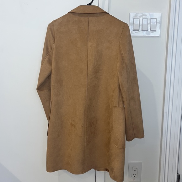 Cute Faux Suede Tan Philosophy Trench Jacket - Picture 4 of 6